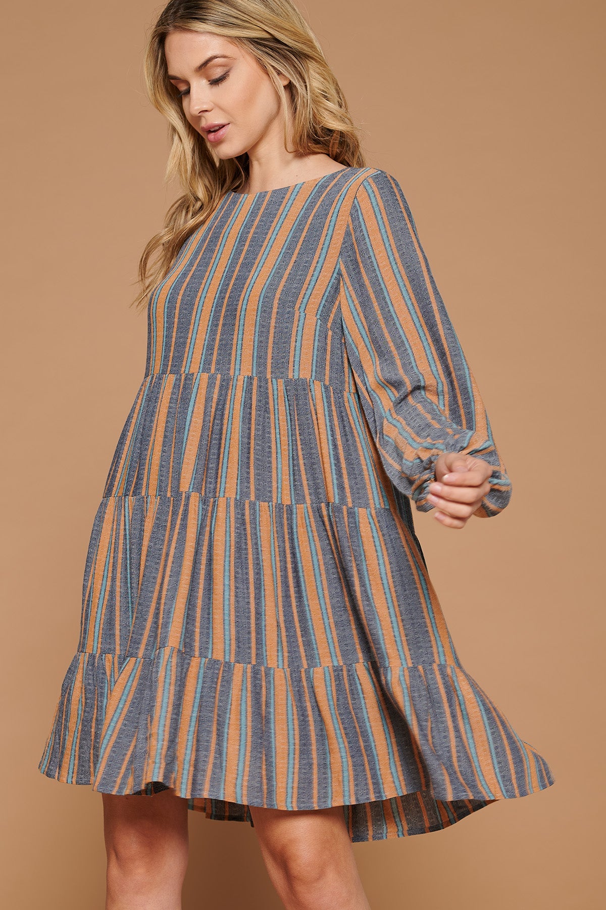 Tiered Balloon Sleeve Short Dress