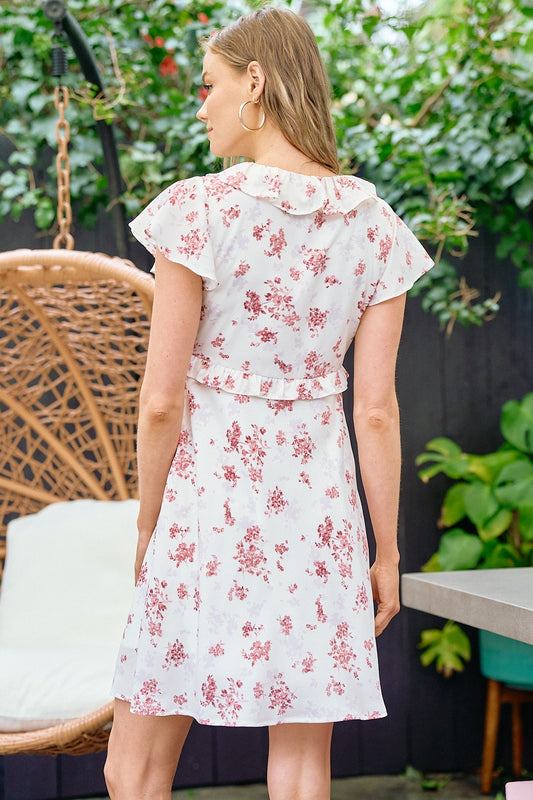 Short Floral Ruffle Dress