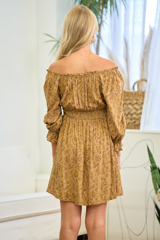 Off Shoulder Floral Short Dress
