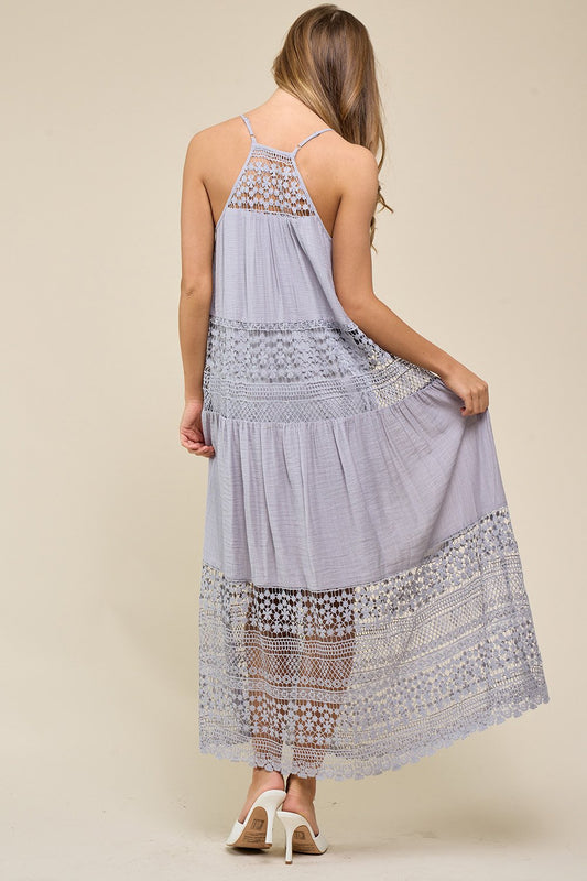 Lace Spaghetti Strap Midi Dress
