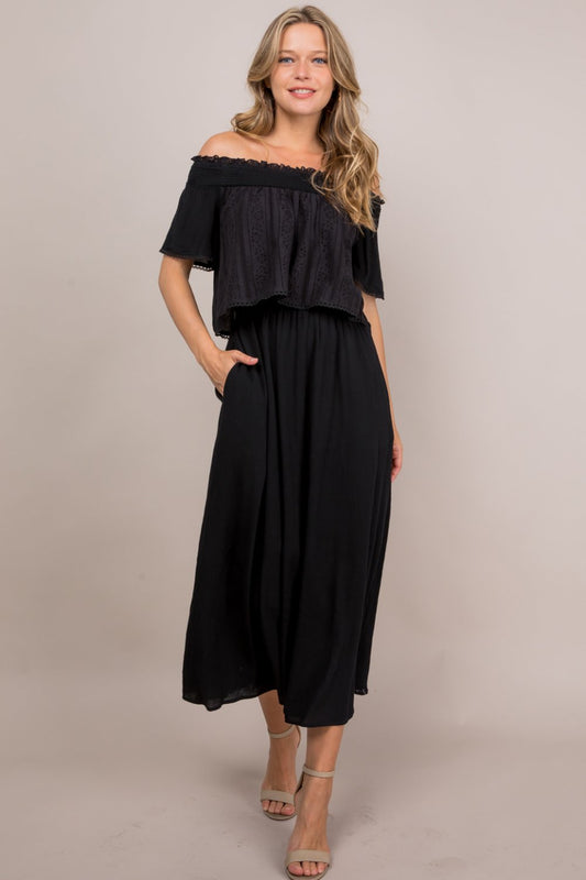 Off Shoulder Lace Maxi Dress