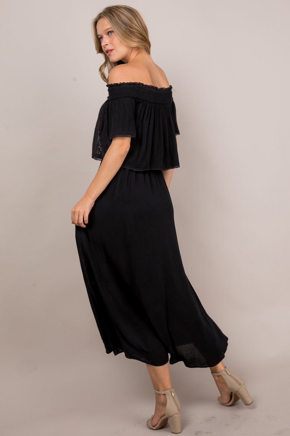 Off Shoulder Lace Maxi Dress