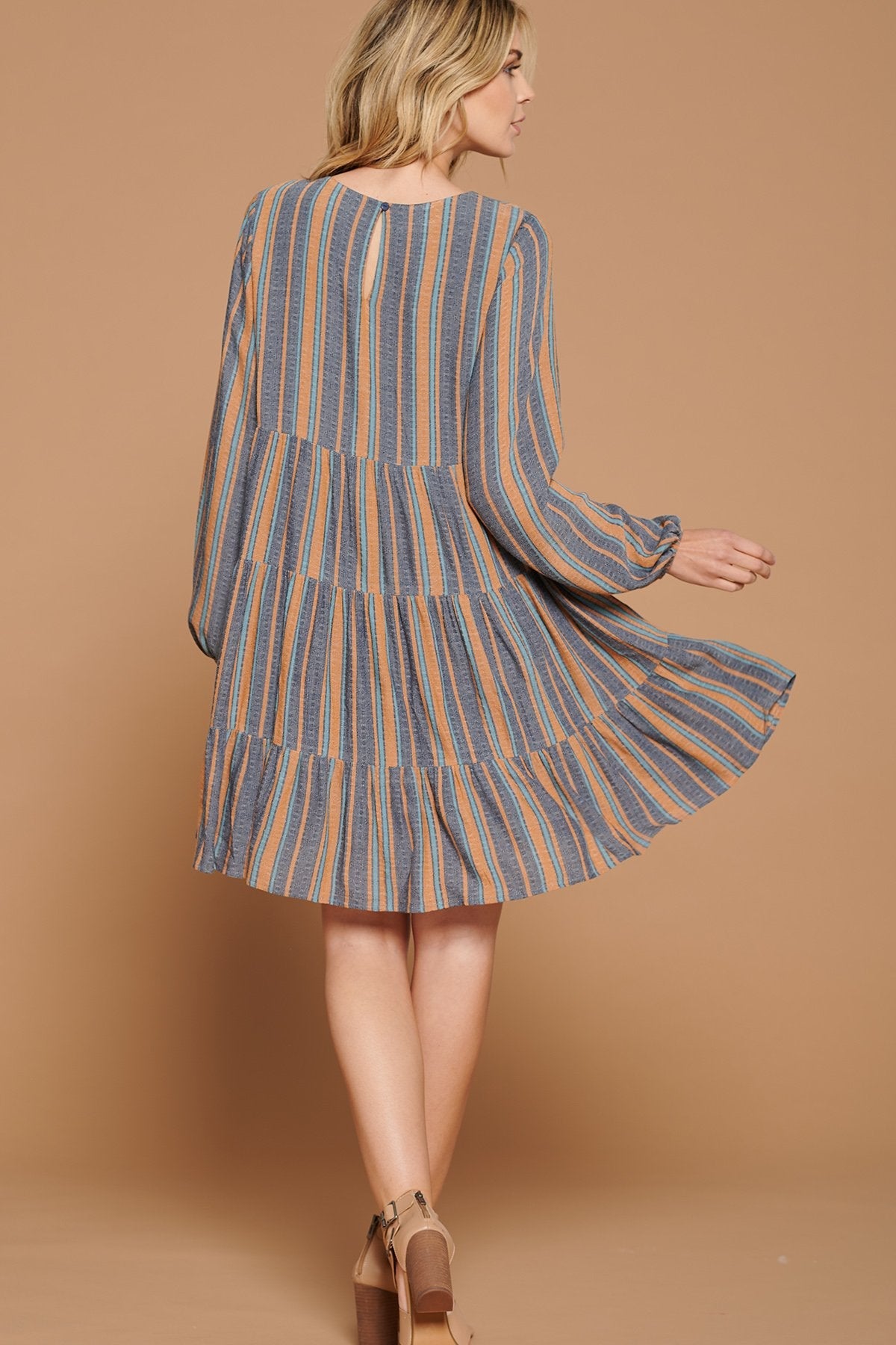 Tiered Balloon Sleeve Short Dress