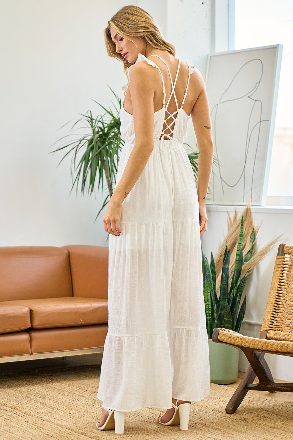 Sleeveless Surplice Tiered Maxi Dress