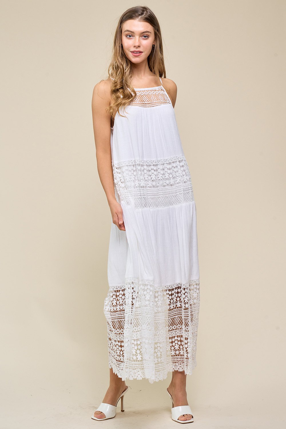 Lace Spaghetti Strap Midi Dress