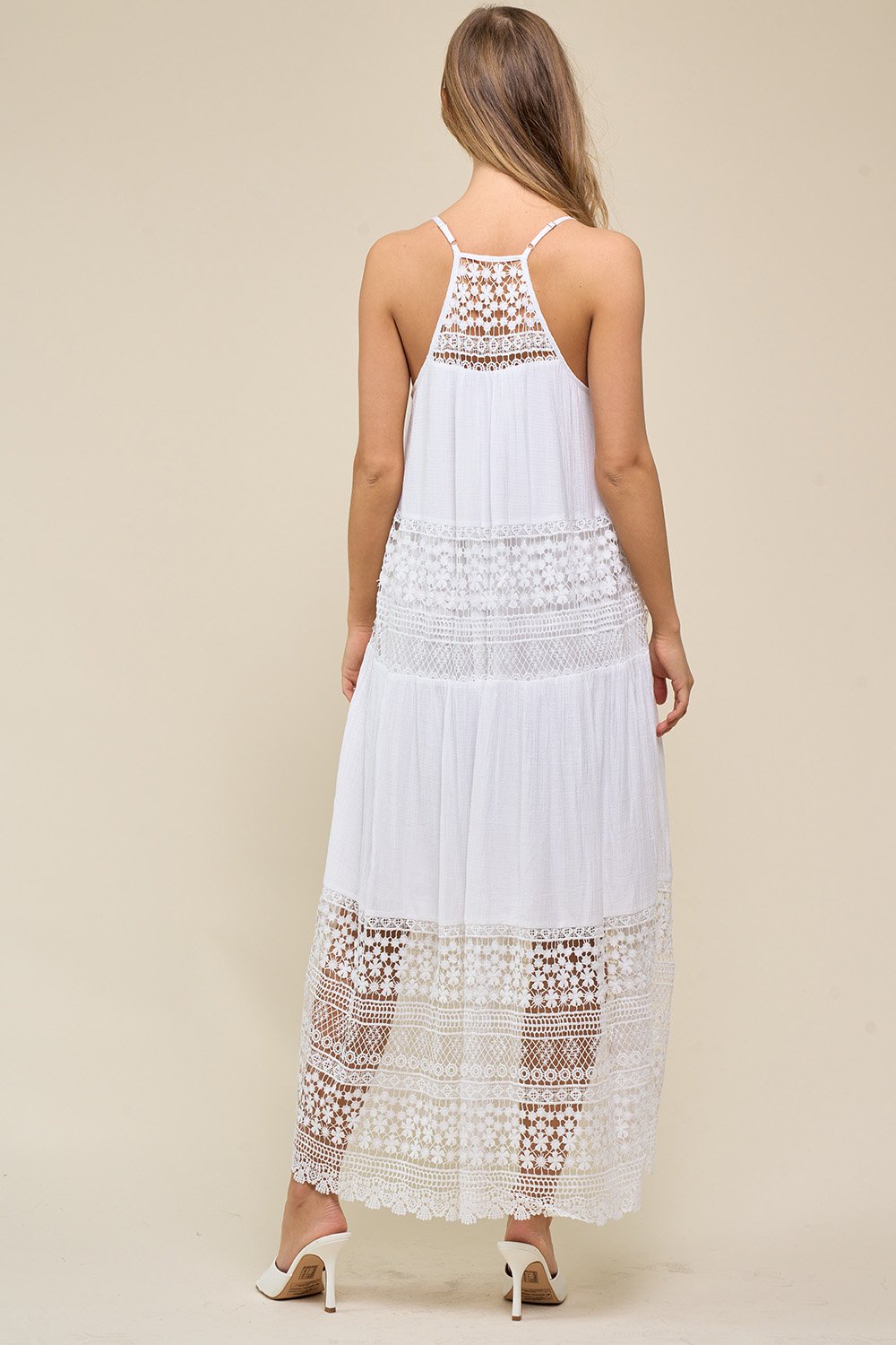Lace Spaghetti Strap Midi Dress