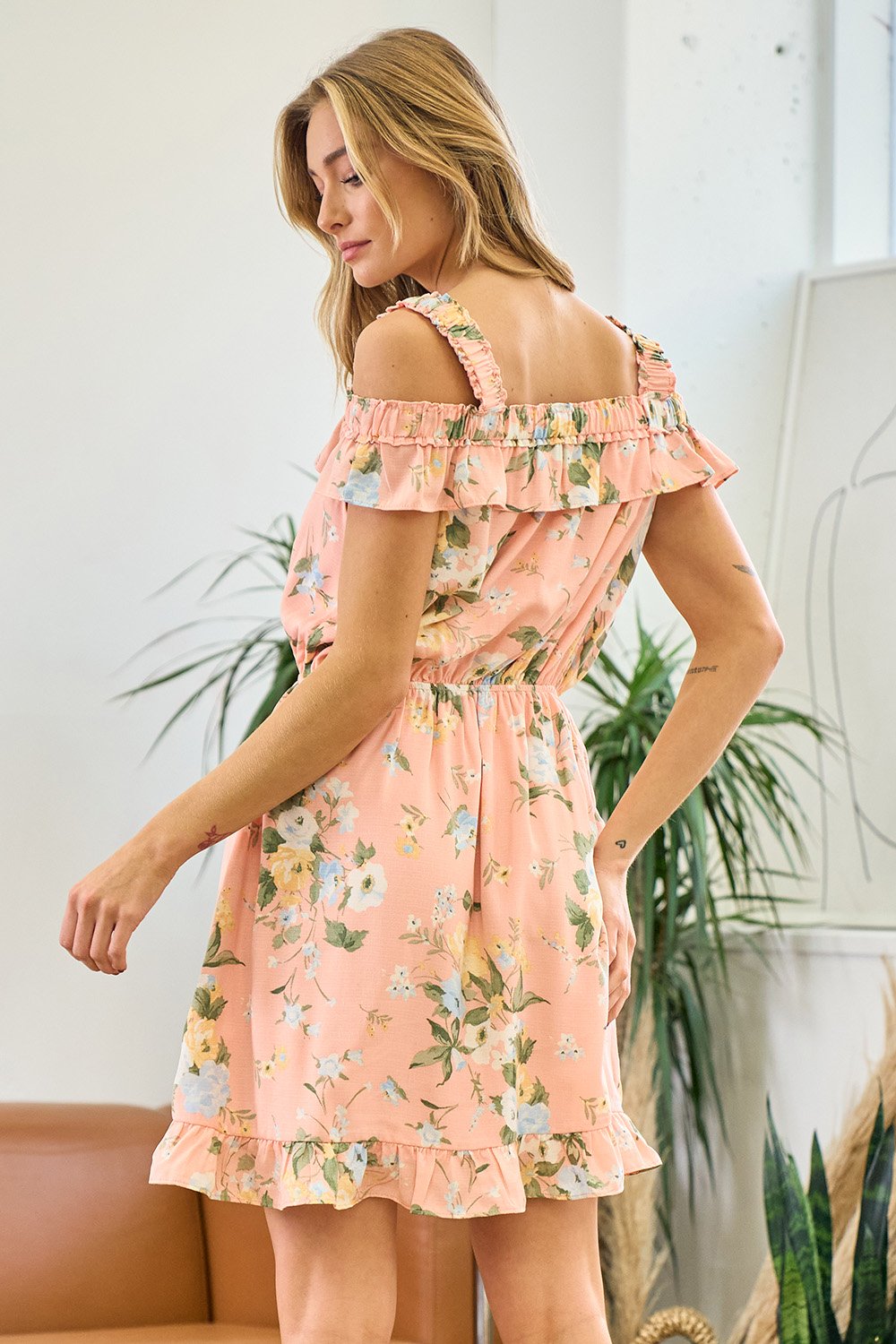 Short Off Shoulder Floral Dress