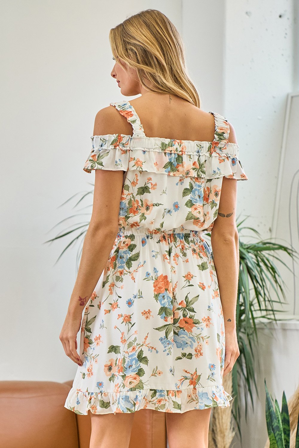 Short Off Shoulder Floral Dress