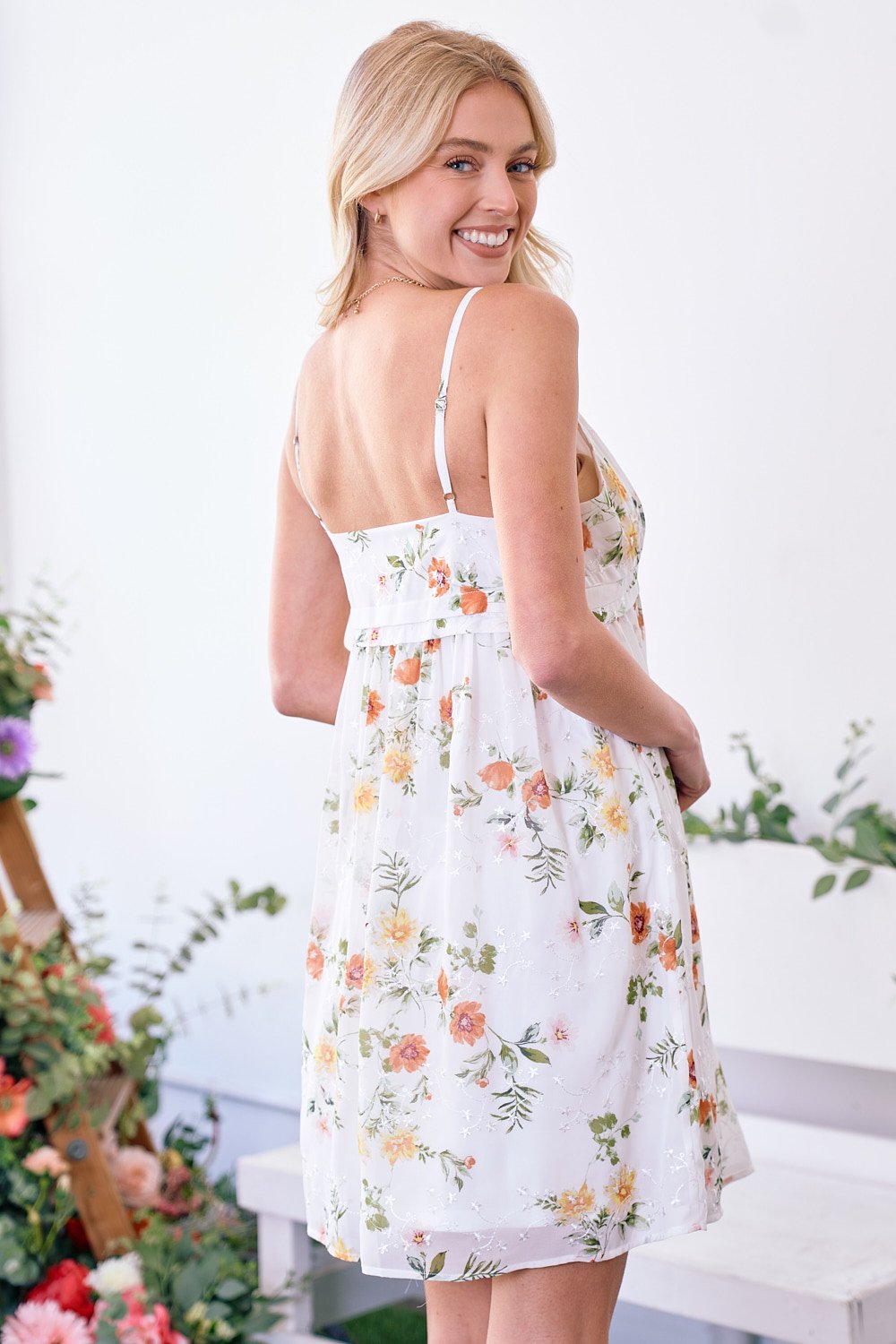 Short Floral Print Spaghetti Strap Dress