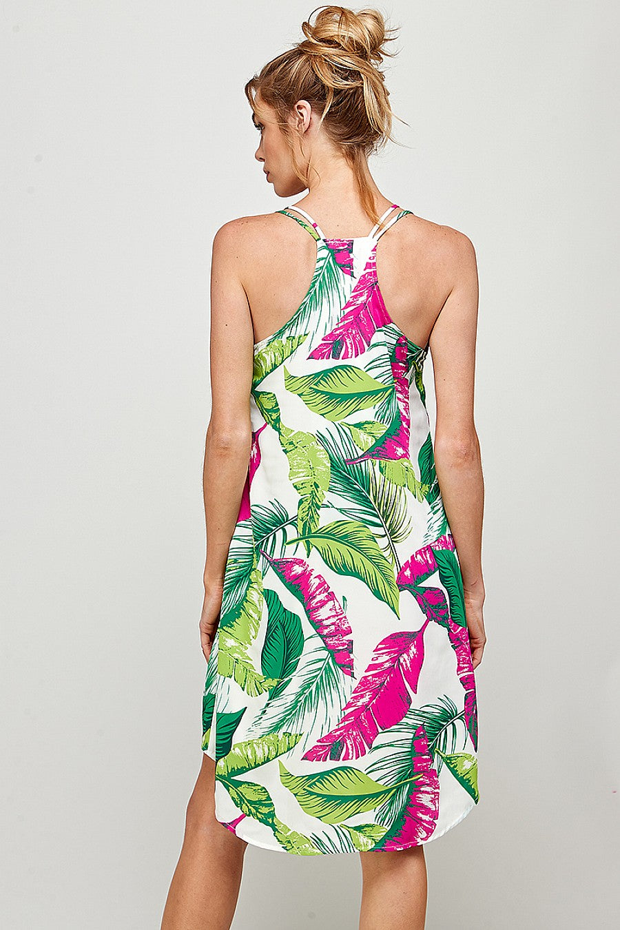 High Low Tropical Print Dress