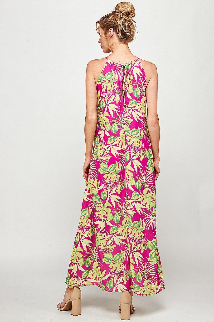 Long Tropical Print Maxi Dress