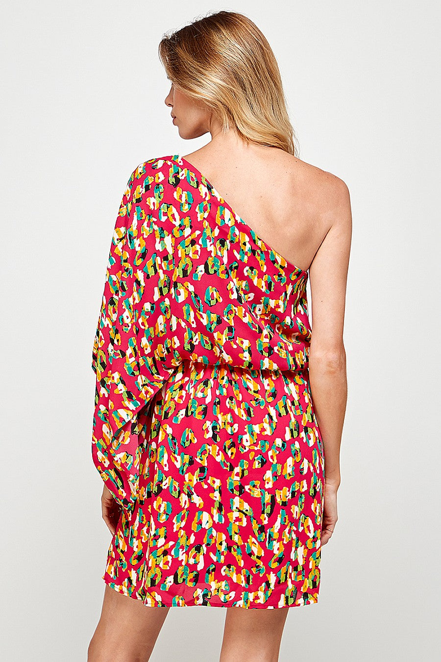 Short One Shoulder Leopard Print Dress