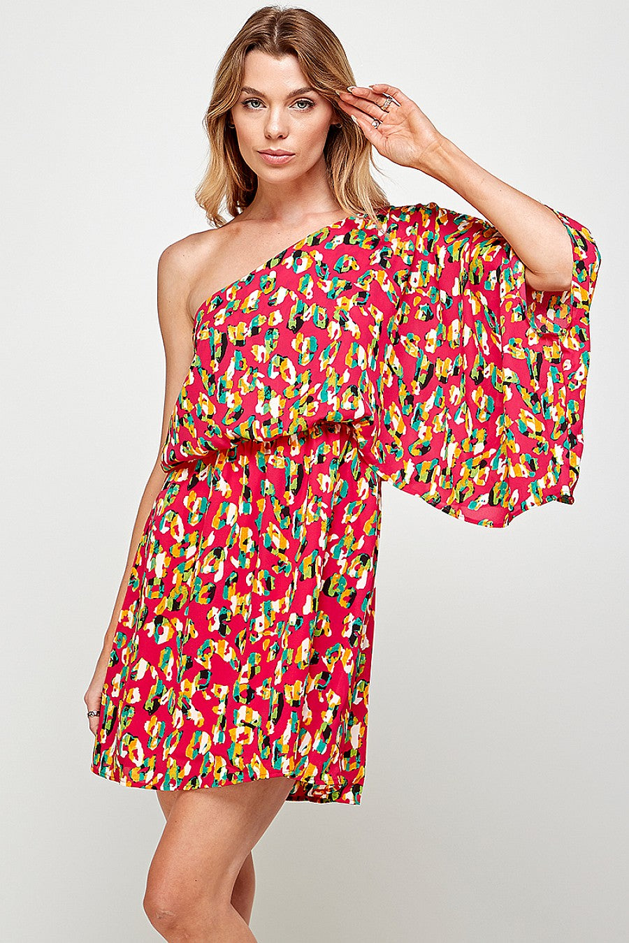 Short One Shoulder Leopard Print Dress