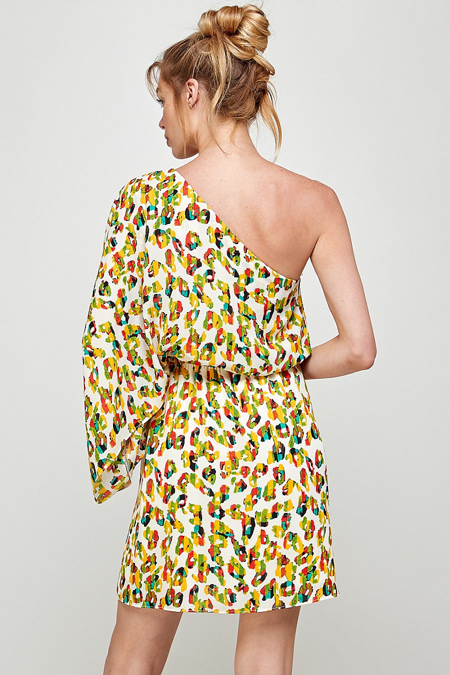 Short One Shoulder Leopard Print Dress