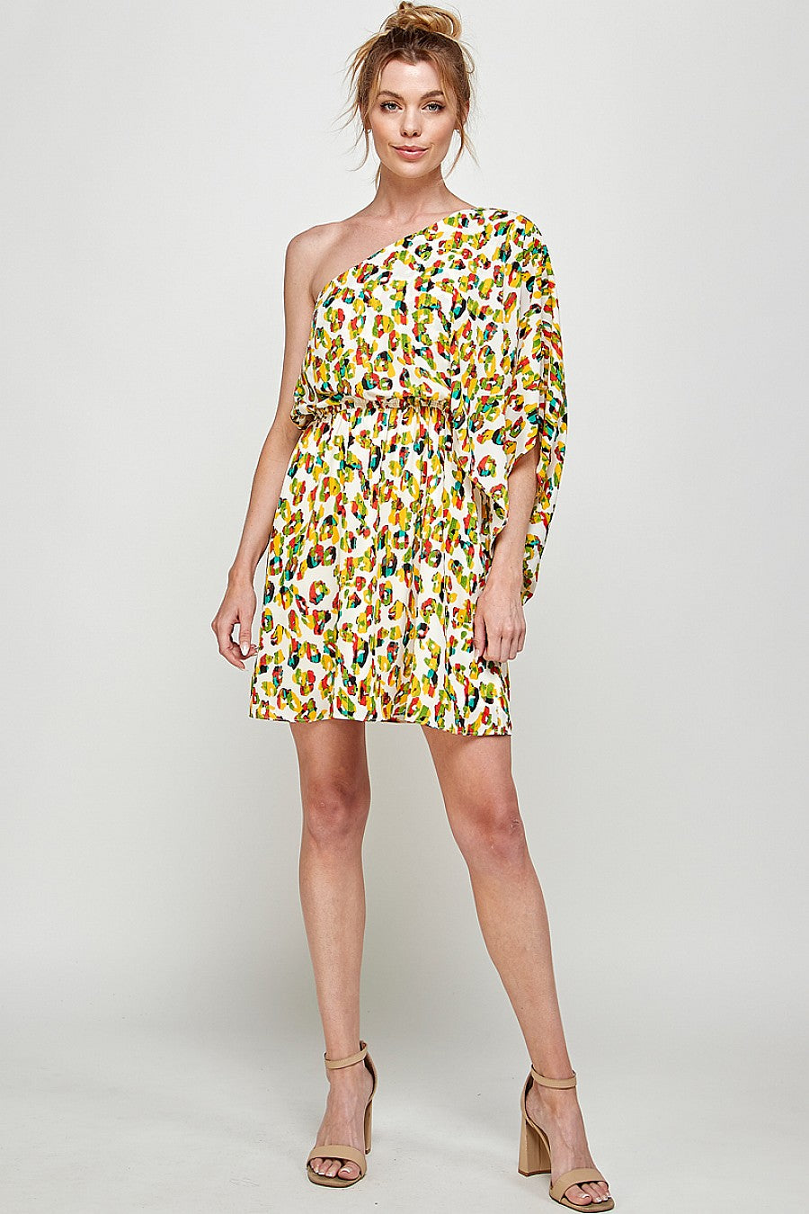 Short One Shoulder Leopard Print Dress