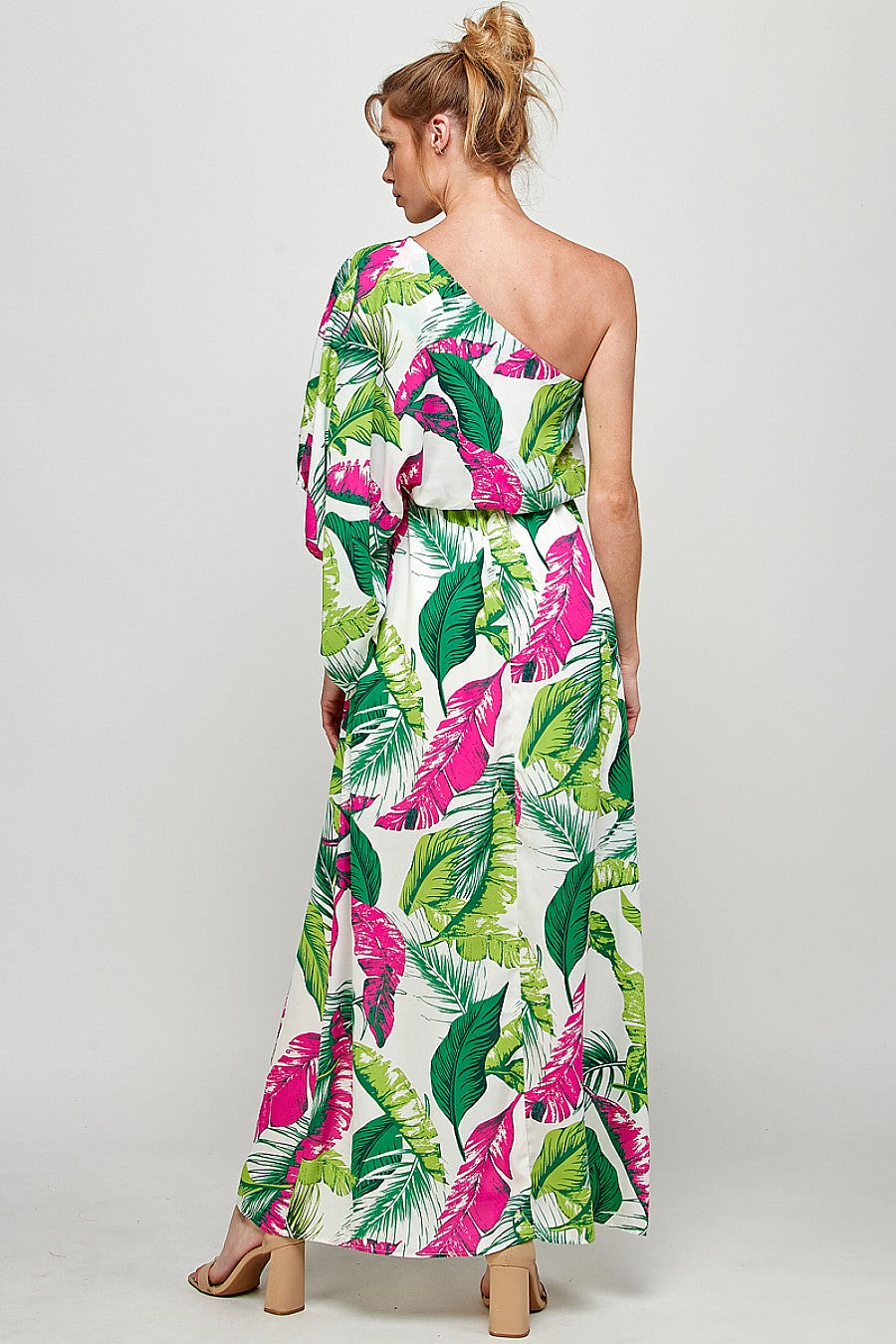 Long One Shoulder Printed Maxi Dress