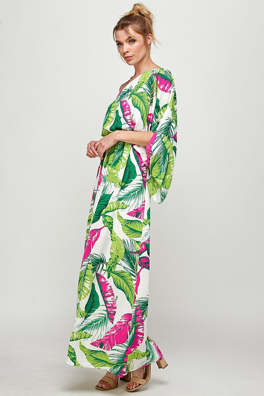 Long One Shoulder Printed Maxi Dress