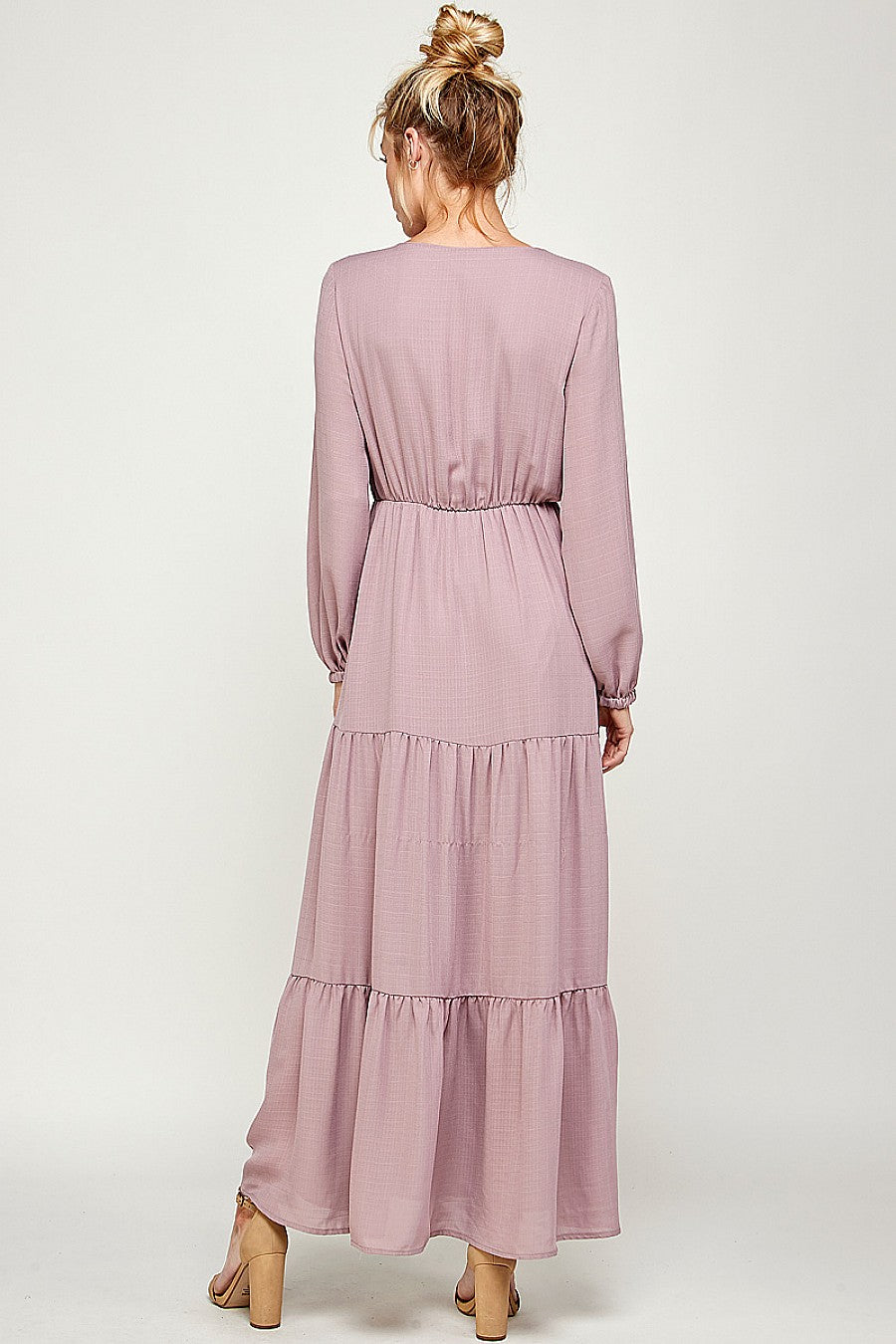 Long Sleeve V Neck Maxi Dress