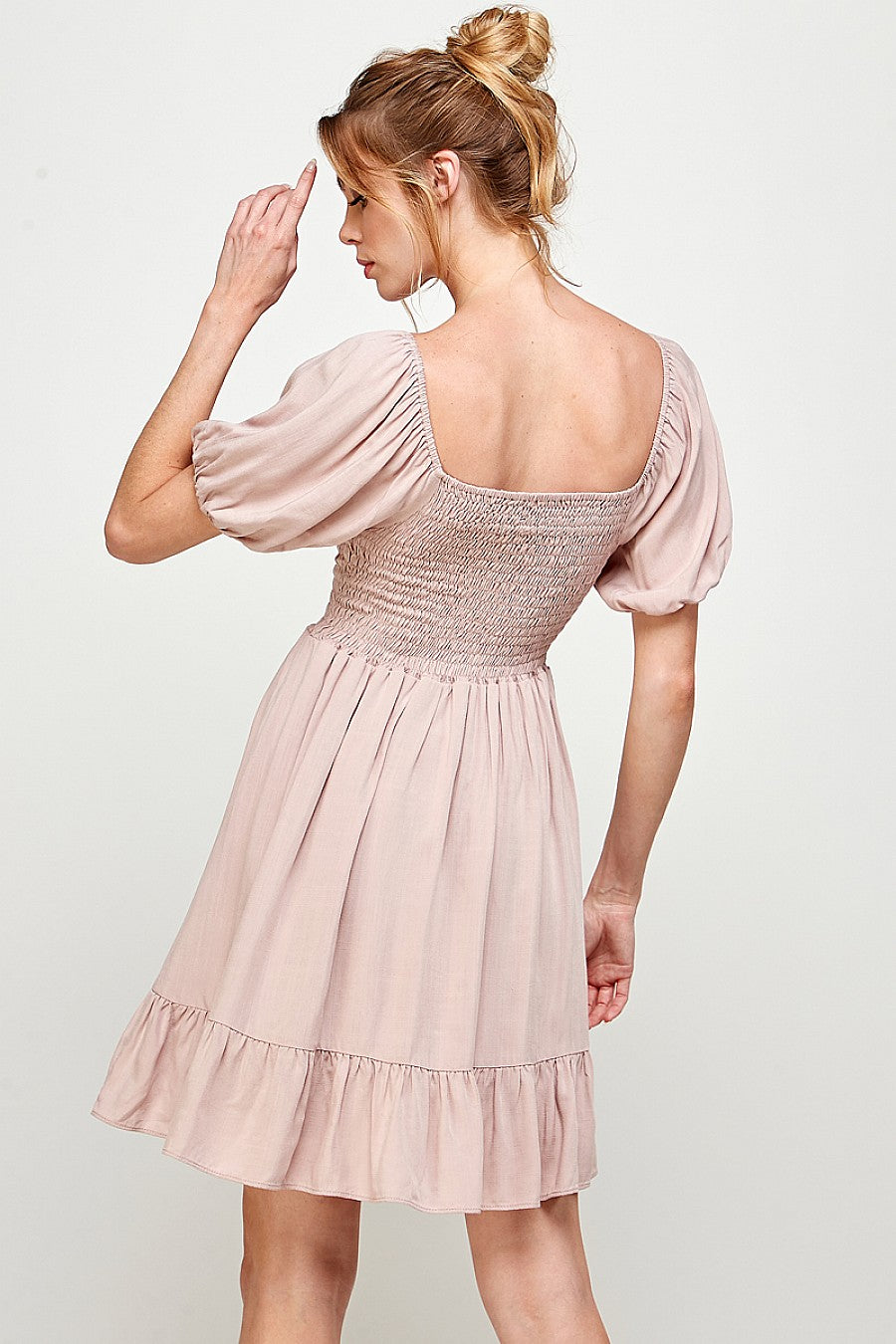 Short Puff Sleeve Square Neck Mini Dress