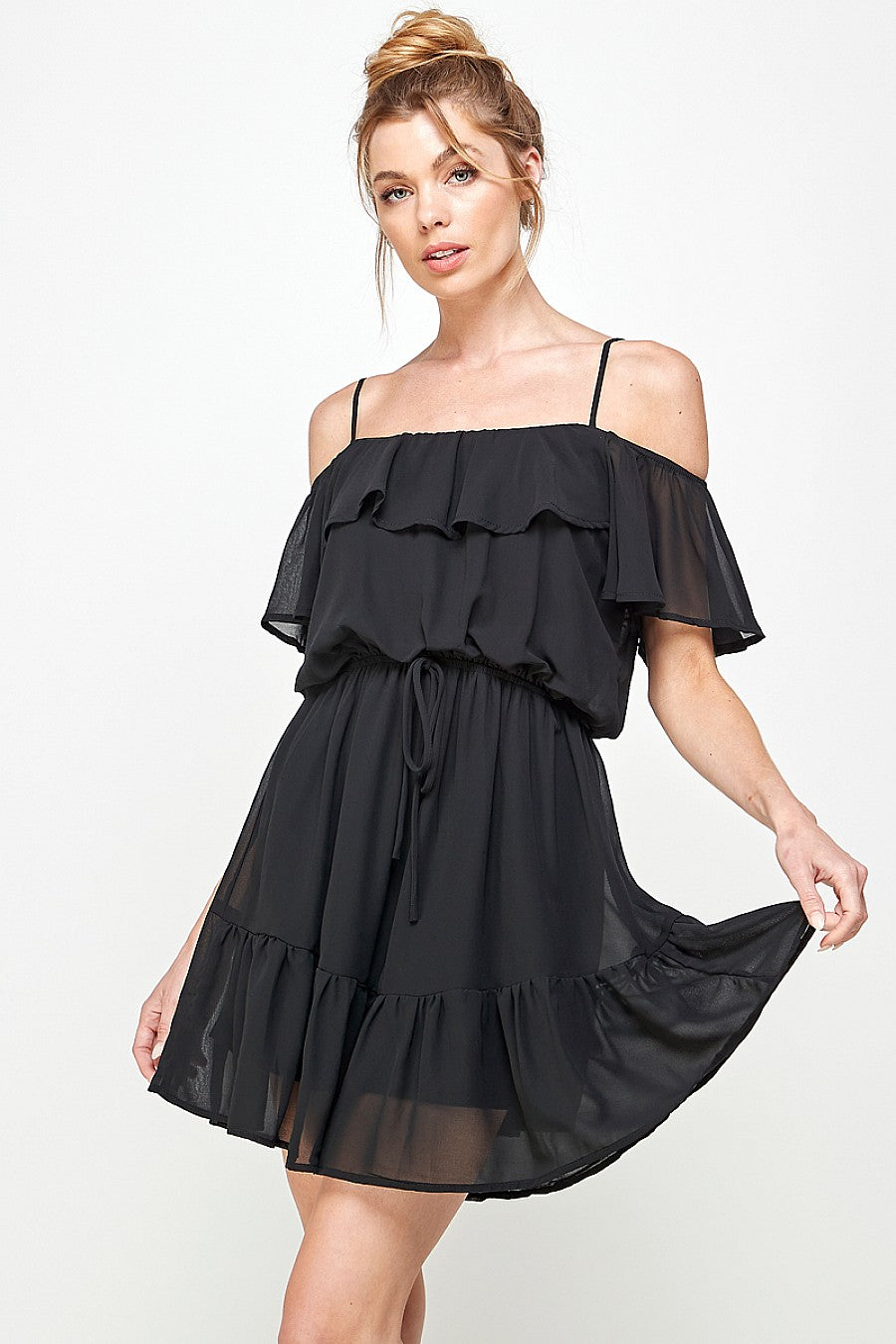 Short Off Shoulder Ruffled Dress