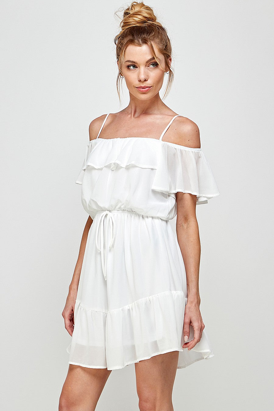 Short Off Shoulder Ruffled Dress