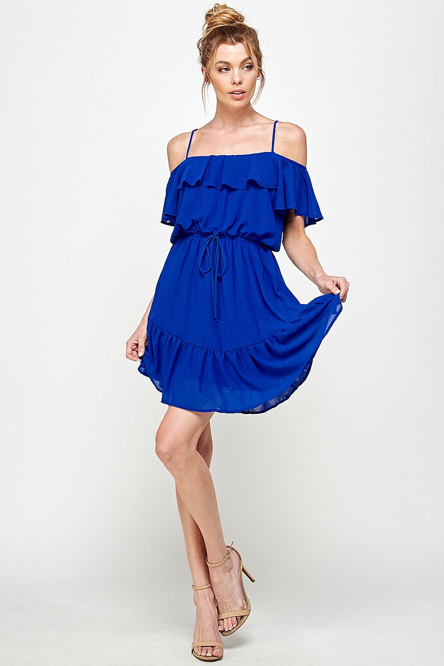Short Off Shoulder Ruffled Dress