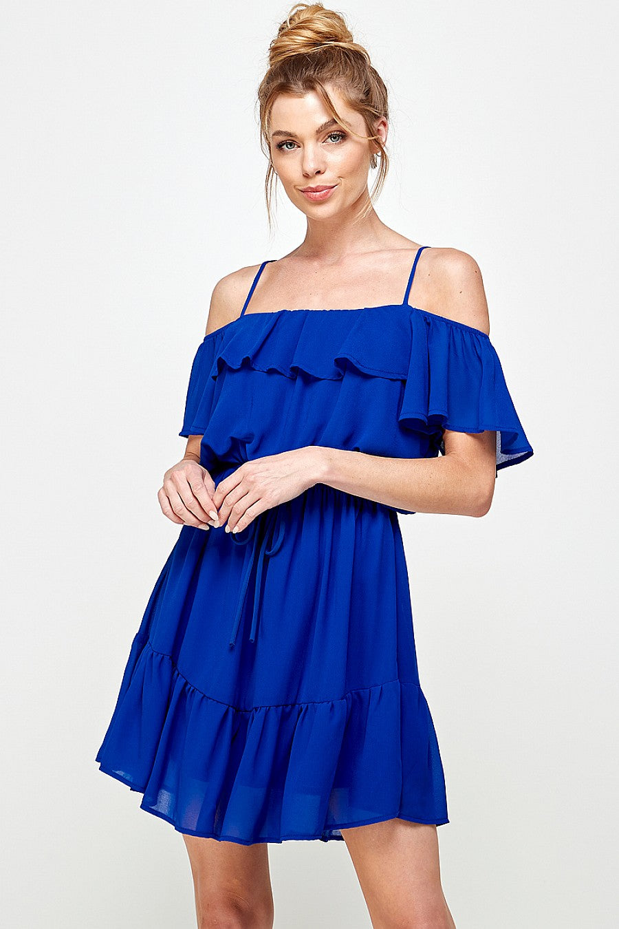 Short Off Shoulder Ruffled Dress