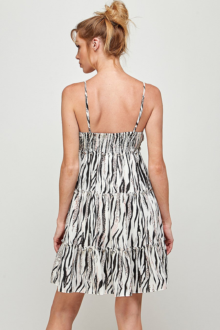 Short Zebra Print Ruffled Dress